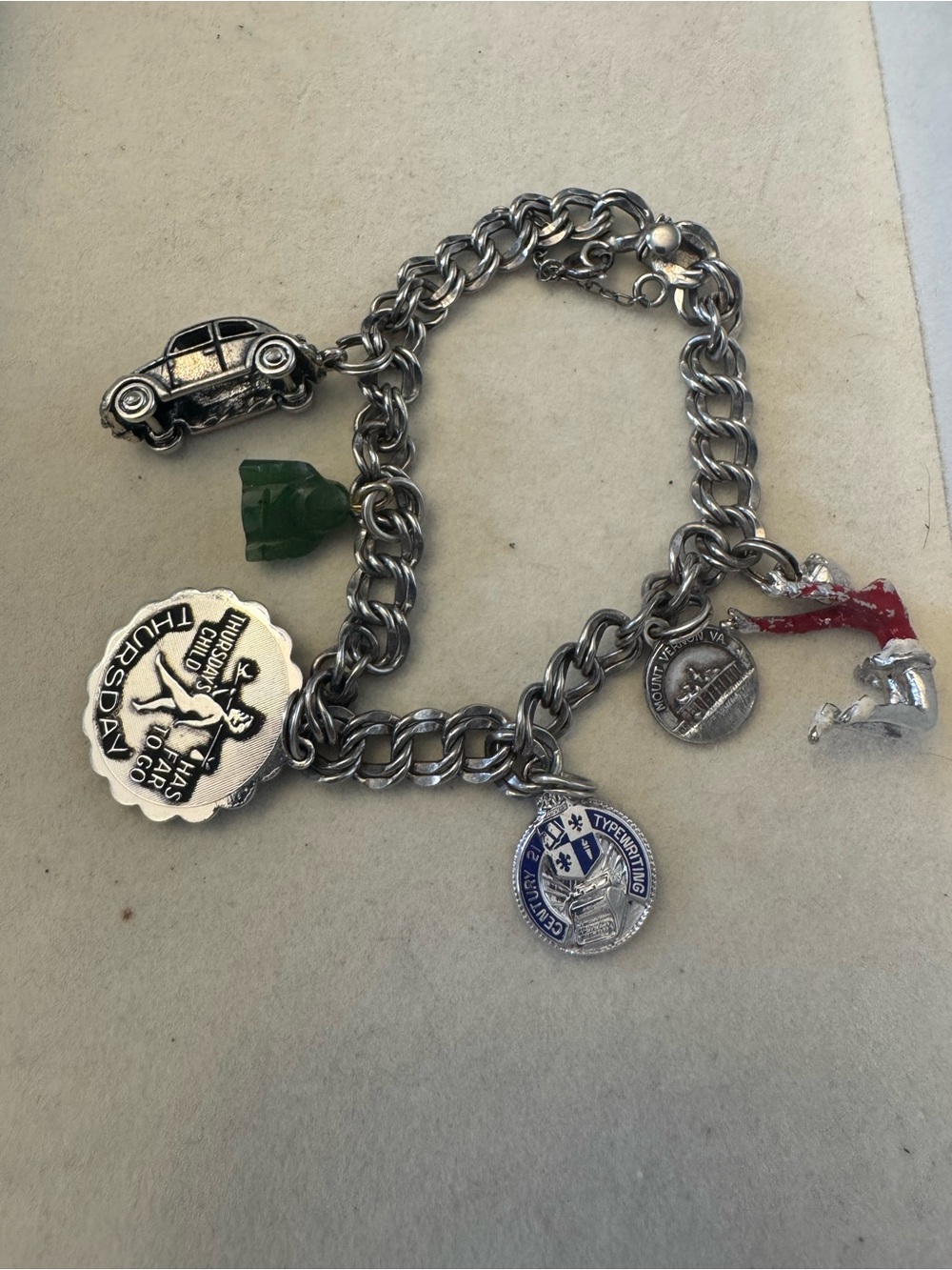 Vintage ELCO Sterling, silver Women's Charm Bracelet